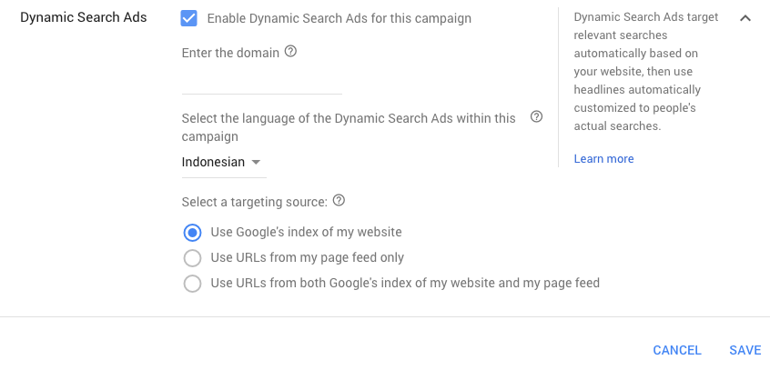 Dynamic Search Ads