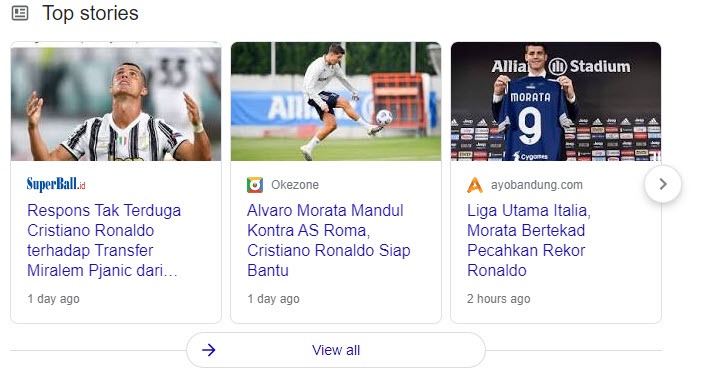 fitur top stories di organic result