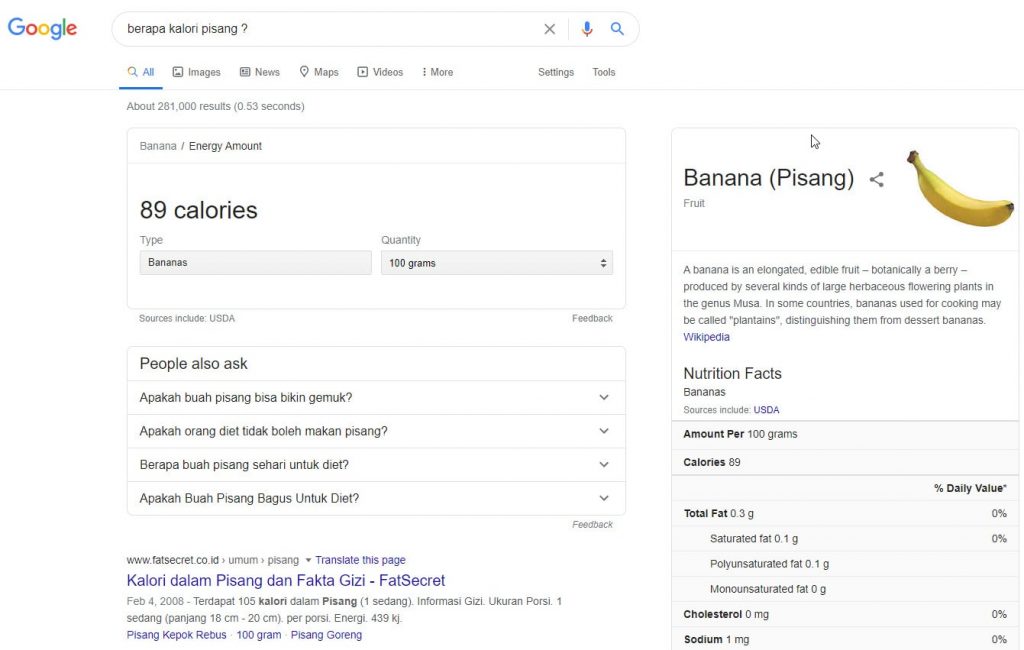 salah satu fitur cuplikan pilihan di mesin pencari
